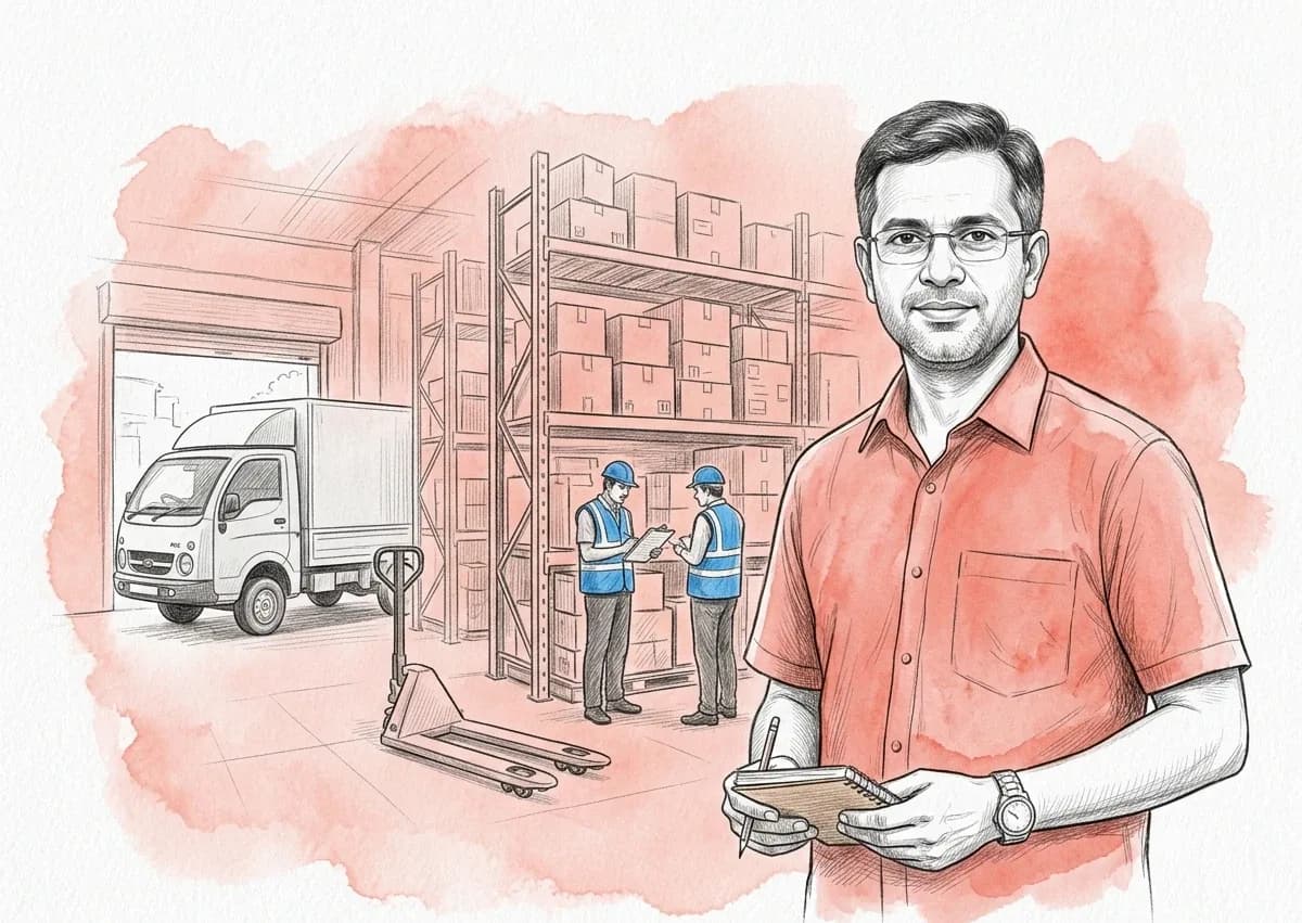 Illustration of an MSME owner in his business